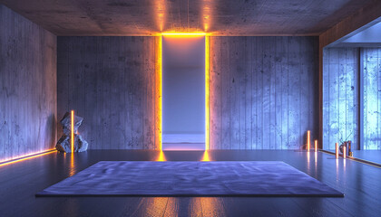 Naklejka premium Sleek yoga space with tranquil decor