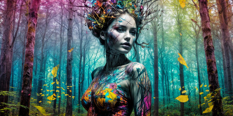 female on the forest