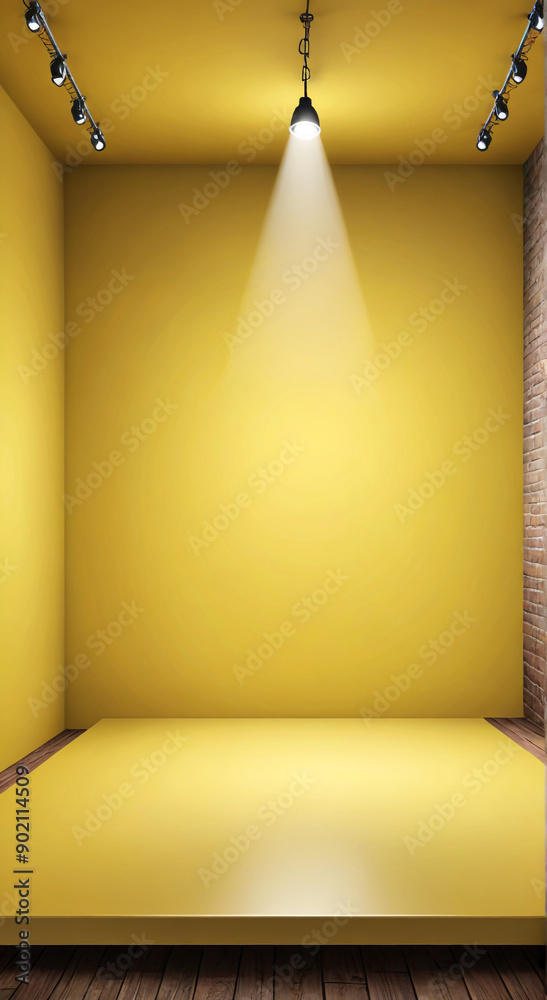 Wall mural 3d render of a gallery with spotlights