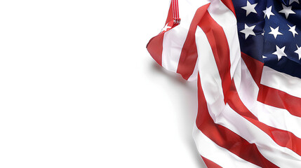 Fototapeta premium US American flag isolated on white, copy space, National holiday template