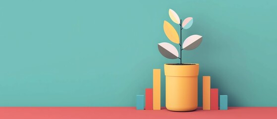 Business growth flat design side view expanding markets theme animation vivid