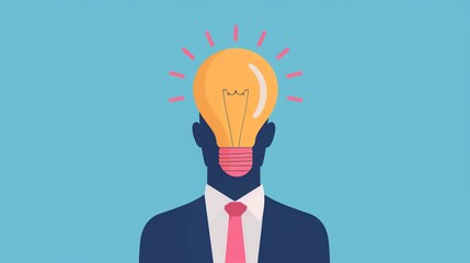 Business innovation flat design front view creative solutions theme cartoon drawing colored pastel