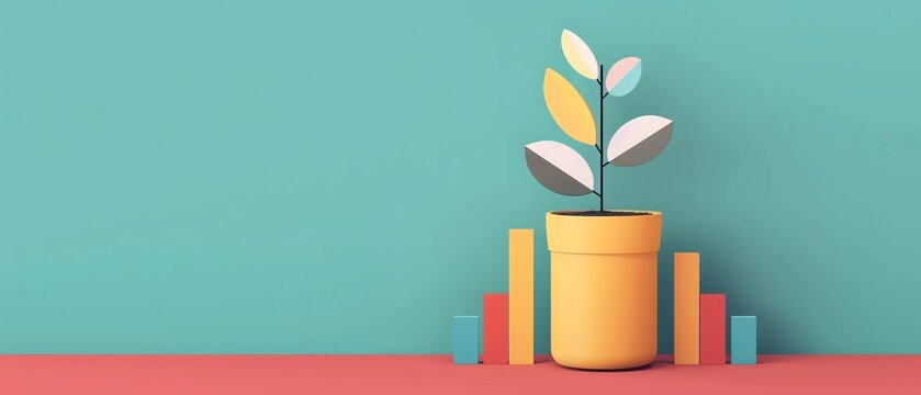 Business growth flat design side view expanding markets theme animation vivid