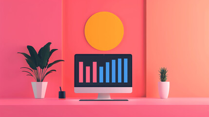 Business technology flat design front view digital tools theme animation Tetradic color scheme