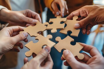 Business Team Assembling Puzzle Pieces