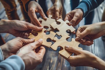 Collaborative Business Team Solving Puzzle