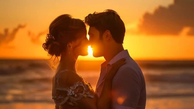 romantic couple at sunset