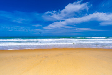 Empty tropical beach and seascape, Beautiful sandy beach and sea in sunny day,Blue sky in good...