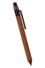 Flat brown pen icon isolated on white background.