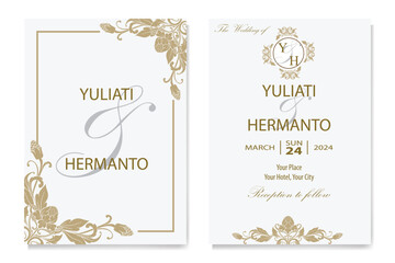 Obraz premium The Blooms Greenery Floral Foliage Ornament Corner Text Separator Elegance Frame for Invitations