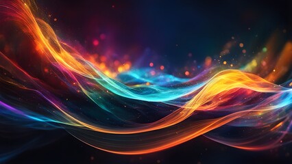 Fototapeta premium A colorful wave of light with a blue and orange section