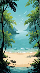 beach with palm trees