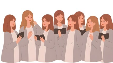 Letter design of a group of women singing in an occasional choir. Generative AI.