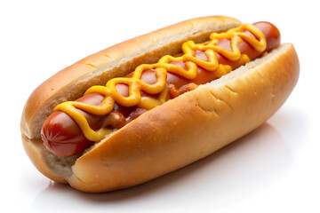hot dog with mustard, transparent background AI
