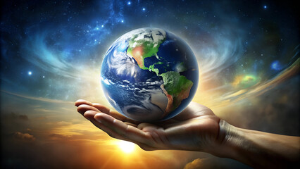 hand of god holding the world, AI