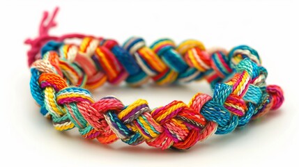 Colorful friendship bracelet on a child