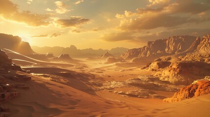 Naklejka premium Panoramic view of vast sand desert plains in Arizona photography