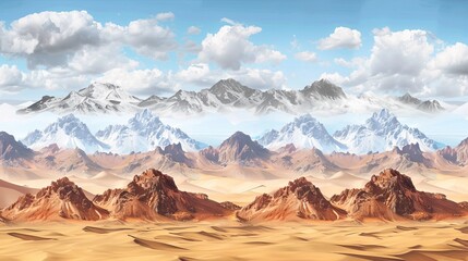 Naklejka premium Panoramic view of vast sand desert plains in Africa photography
