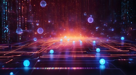 A computer screen with a lot of blue and red lights