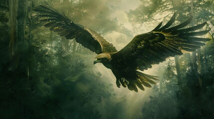 Fototapeta premium Golden eagle hawk. Portrait of a bird of prey photography