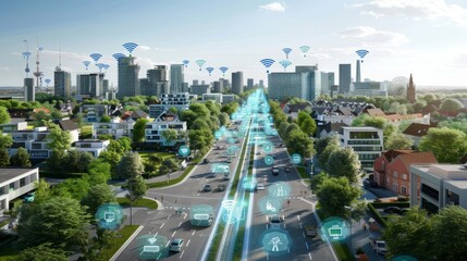 Fototapeta premium Smart city with advanced wireless connectivity 