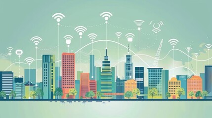 Obraz premium Smart city with advanced wireless connectivity 