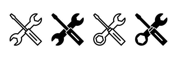 Repair icon vector isolated on white background. Wrench and screwdriver icon. settings vector icon. Maintenance. tools