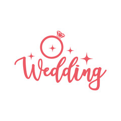 Wedding typography design on plain white transparent isolated background for card, shirt, hoodie, sweatshirt, apparel, tag, mug, icon, poster or badge