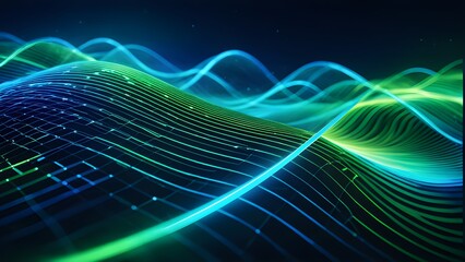 A blue and green wave pattern with a lot of lines