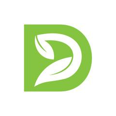 letter d leaf logo design vector