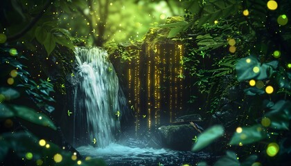 Naklejka premium green, nature, light, water, grass, texture, rain, christmas, summer, night, pattern, bright, color, 3d, sun, illustration, wallpaper, sky, spring, art, design, star, plant, window