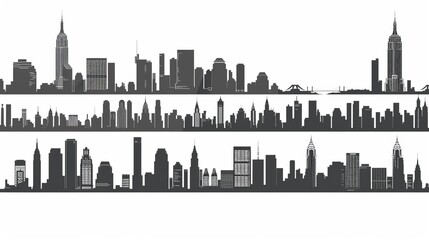 The city scenery before and at dawn, the silhouette of the cityscape and the sky dyed blue