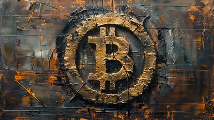 Bitcoin Cryptocurrency Trading Investment Concept With Distinctive Artwork Depicting Icon in Dark Background. Generative AI