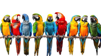 Colorful Exotic Pet Birds Perched on a Branch