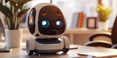 Remote Work Support: How Home Robots Facilitate Remote Work and Virtual Meetings - Imagine a scene where a home robot assists in setting up virtual meetings, managing communication