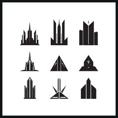 Fototapeta premium silhouettes set of a Building logo concept black 