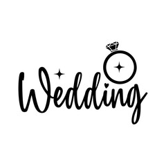 Wedding typography design on plain white transparent isolated background for card, shirt, hoodie, sweatshirt, apparel, tag, mug, icon, poster or badge