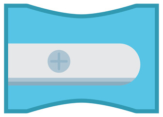 Blue pencil sharpener flat icon isolated on white background.