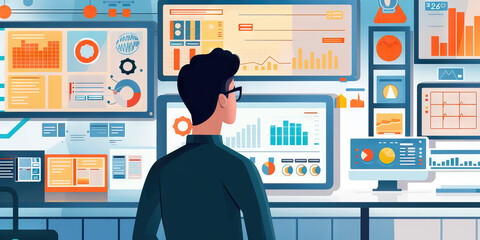 Digital Transformation: How Digitalization Transforms Industries and Drives Growth - Visualize a scene where digital transformation revolutionizes industries such as finance, healthcare, and education