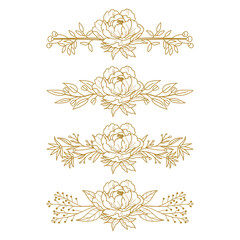 Naklejka premium The Blooms Greenery Floral Foliage Ornament Corner Text Separator Elegance Frame for Invitations