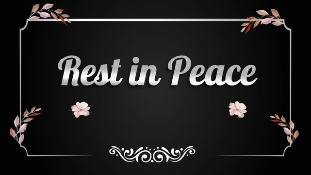 Animated Rest in peace silver text