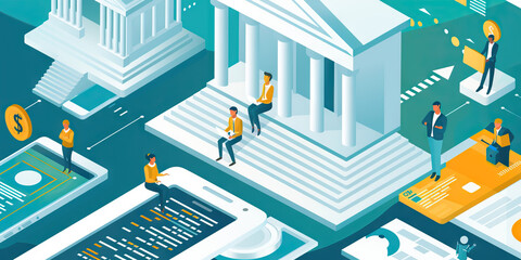 Financial Technology (FinTech): How FinTech Innovations Drive Financial Inclusion and Growth - Visualize a scene where FinTech innovations such as mobile banking, digital payments