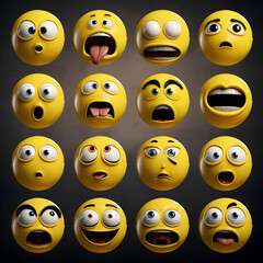 Fototapeta premium A Comprehensive Collection of Diverse Emoji Expressions Showcasing a Spectrum of Human Emotions