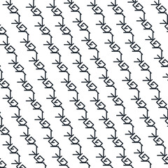 The repeating elements consist of sharp lines and spirals. The objects form a diagonal pattern.