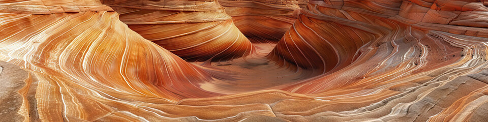 Obraz premium The Wave in Arizona, USA: A Geological Wonder of Swirling Sandstone - Visualize a scene where the wave in Arizona's Coyote Buttes North area reveals its mesmerizing patterns of swirling sandstone