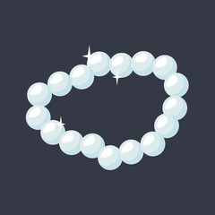 Pearl bracelet isolated. Jewelry icon. Hand drawn sparkling accessorie from gemstone. Luxury Pendant close up. Vintage precious ornament. Vector illustration