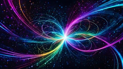 A colorful, swirling galaxy with a bright, glowing star in the center