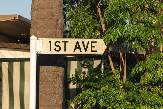 1st Avenue sign at entrance to caravan park