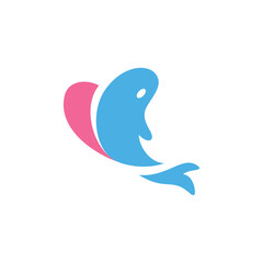 modern fun logo of fish love sketch design illustration