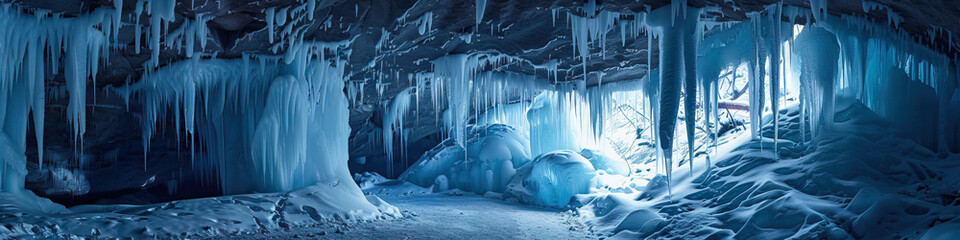 The Eisriesenwelt Ice Cave in Austria: A Frozen Wonderland of Ice Formations - Visualize a scene where the Eisriesenwelt Ice Cave reveals its stunning ice formations